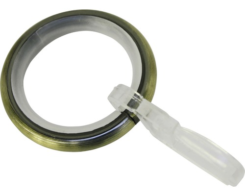 Anneau pour rideau Memphis avec insert de patin laiton antique Ø 16mm, lot de 10 Anneau de rideau avec planeur
