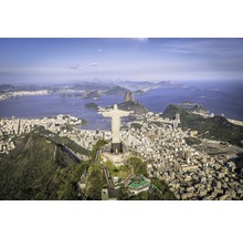 Vue aérienne de Rio de Janeiro avec la statue du Christ Rédempteur sur le mont Corcovado