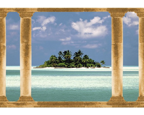 Papier peint panoramique intissé 18282 île avec palmiers Maldives 7 pces 350 x 260 cm