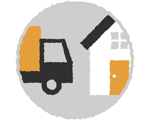 Umzugsservice Symbol mit LKW und Haus