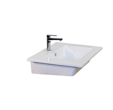 Badmöbel-Set Sanox Porto BxHxT 71 x 57 x 51 cm Frontfarbe eiche natur mit Waschtisch Keramik weiß