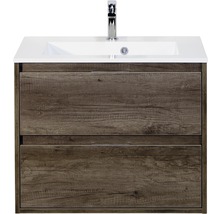 Meuble sous-vasque avec deux tiroirs, lavabo et robinet