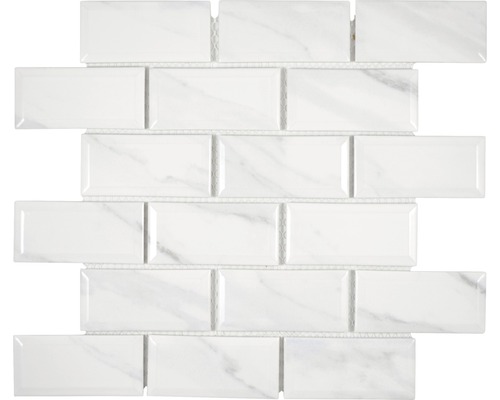 Keramikmosaik CGMCR Metro uni carrara 29,1x29,55 cm Mosaikfliese im rechteckigen Format mit Marmoroptik