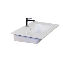 Badmöbel-Set Sanox Porto BxHxT 91 x 57 x 51 cm Frontfarbe eiche natur mit Waschtisch Keramik weiß