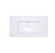 Badmöbel-Set Sanox Porto BxHxT 91 x 57 x 51 cm Frontfarbe eiche natur mit Waschtisch Keramik weiß