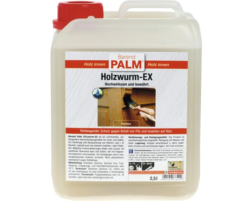 Bidon de 2,5 litres de produit de protection du bois contre les vers de bois de Barend Palm Bidon de 2,5 litres de produit de protection du bois contre les vers de bois de Barend Palm
