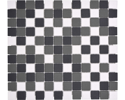 Keramikmosaik AT 959 32,7x30,2 cm mix grau/schwarz/weiß Mosaikfliesen mit quadratischem Muster