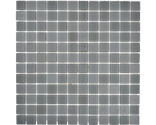 Mosaïque en verre cm4SE5M CRYSTAL GRIS ANTHRACITE/GRIS MAT 30x30 cm Mosaïque en verre avec pierres carrées