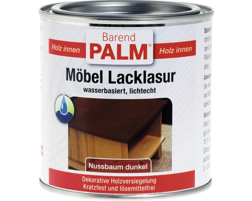 Lasure laque pour meubles Barend PALM noyer foncé 375 ml Barend Palm Lasure pour meubles Noyer foncé en pot