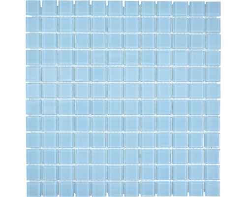 Mosaïque en verre cm4SE83 CRYSTAL UNI BLEU CLAIR 30x30 cm Treillis de carreaux de mosaïque en verre bleu avec carreaux carrés