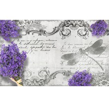 Papier peint avec lavande, ornements et libellule