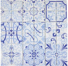 Mosaïque avec différents motifs bleus