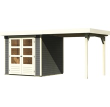 Gartenhaus Karibu Kodiak 2 mit Anbaudach 2,8 m 521 x 238 cm terragrau