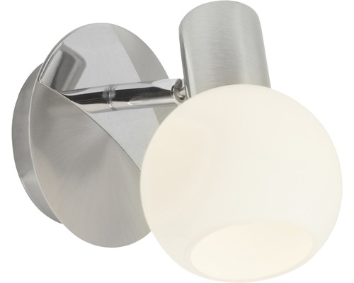 Applique murale avec sphère en verre opale blanc