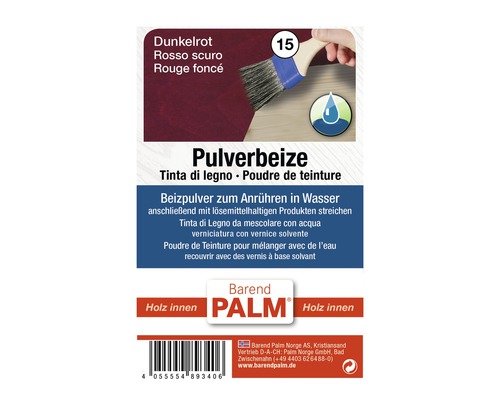 Poudre de teinture Barend PALM rouge foncé 12,5 g Barend Palm teinture en poudre rouge foncé, convient pour l''intérieur