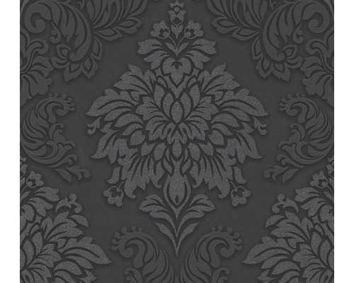 Vliestapete 36898-4 Metropolitan Stories Damask schwarz silber Tapete mit floralem Ornamentmuster