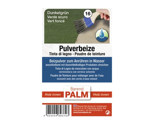 Poudre de teinture Barend PALM vert foncé 12,5 g Barend Palm Teinture à bois en poudre vert foncé