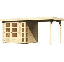 Abri de jardin en bois avec double porte et auvent