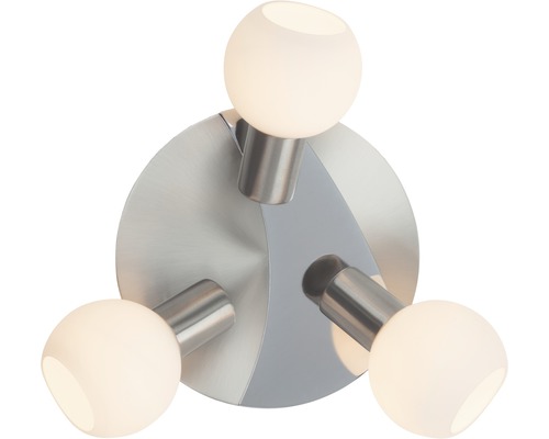 Plafonnier avec trois sources lumineuses et support argenté