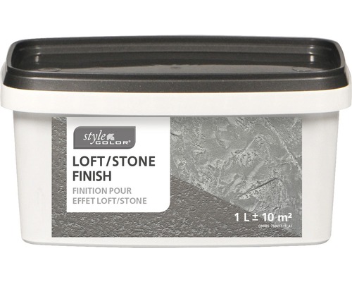 Récipient en plastique contenant un litre de finition Loft ou Stone