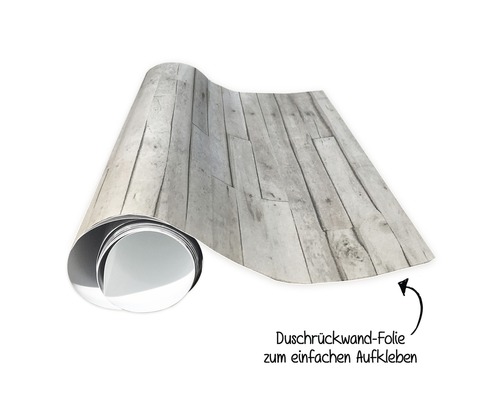 Duschwandfolie mit Holzoptik auf Rolle