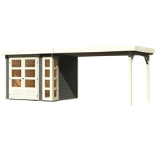 Gartenhaus Karibu Naomi 3 mit seitlichem Anbau 2,8 m 528,5 x 238 cm terragrau