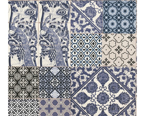 Vliestapete 36923-2 Metropolitan Stories Fliese lila-beige Muster aus verschiedenen Dekorfliesen mit geometrischen und floralen Motiven