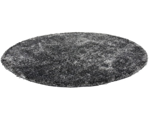 Runder, grauer Shaggy-Teppich