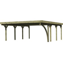 Holzcarport mit acht Stützen und Satteldach