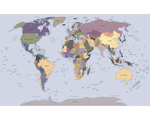 Carte du monde avec pays et océans