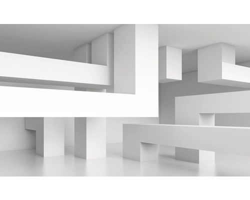 Architecture intérieure abstraite avec des éléments rectangulaires qui se croisent