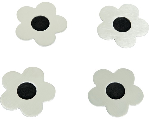 Poids de nappe magnétiques fleur 4 pièces argent 13x13 cm
