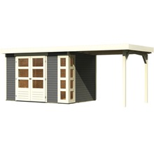 Gartenhaus Karibu Naomi 4 mit Anbau 2,4 m 554 x 238 cm terragrau