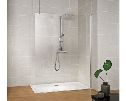 Paroi de douche à l'italienne M6 Schulte MasterClass largeur 90 cm verre transparent couleur du profilé chrome avec barre de plafond