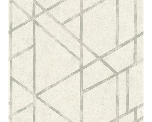 Papier peint intissé 36928-5 Metropolitan Graphique blanc cassé-gris Papier peint avec motif de lignes géométriques