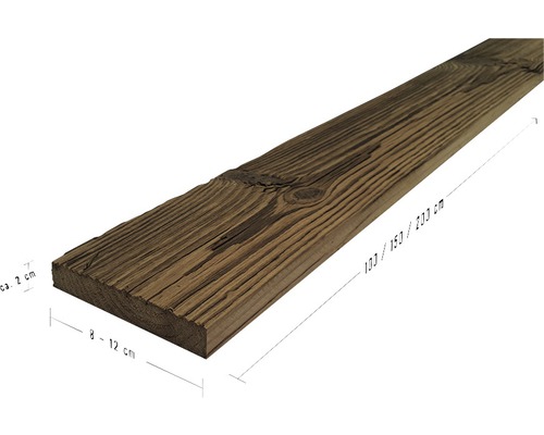 Altholzbrett in den Maßen 100/150/200 cm Länge, 8 bis 12 cm Breite und circa 2 cm Dicke