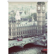 Rollo mit einem Motiv von London, das den Big Ben und eine rote Doppelstockbus zeigt.