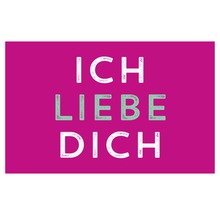 Ich liebe dich Schriftzug auf farbigem Hintergrund