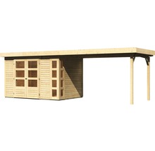 Gartenhaus Karibu Naomi 4 mit seitlichem Anbau 2,8 m 591,5 x 238 cm natur