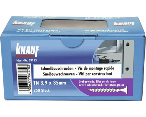 Packung Schnellbauschrauben der Größe TN 3,9 x 35 Millimeter von Knauf
