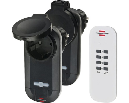 Set interrupteur télécommandé Comfort Line 2 pièces IP44 noir Brennenstuhl 1507030-0