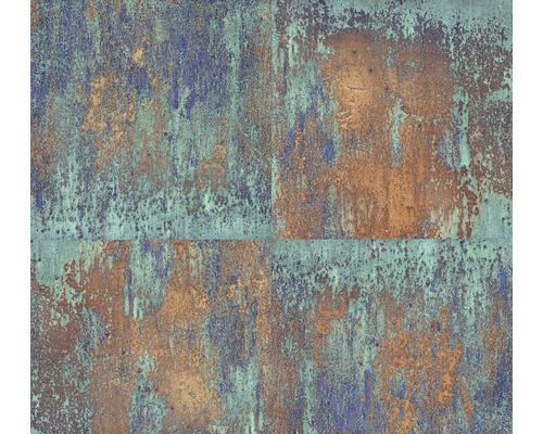 Papier peint intissé 36118-1 Neue Bude 2.0 aspect métal bleu marron