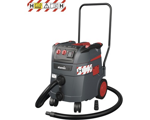 Aspirateur eau et poussière Starmix iPulse H-1635 Safe Plus classe H aspirateur Aspirateur industriel Starmix avec tuyau et roulettes