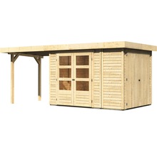 Gartenhaus Karibu Karola 2 mit Anbauschrank und Anbau 2,40 m 542 x 238 cm natur