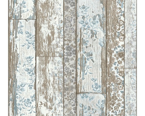 Papier peint intissé 36119-1 Neue Bude 2.0 bois fleurs bleu marron