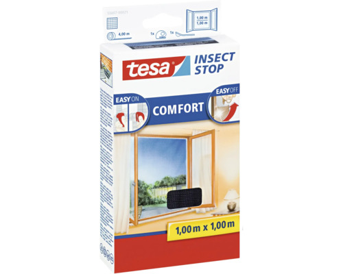 Moustiquaire pour fenêtre tesa Insect Stop Comfort sans perçage anthracite 100x100 cm