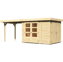 Gartenhaus Karibu Karola 2 mit Anbauschrank und Anbau 2,80 m 580 x 238 cm natur