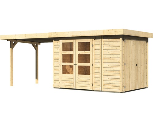 Holzgartenhaus mit Vordach und Doppeltüren
