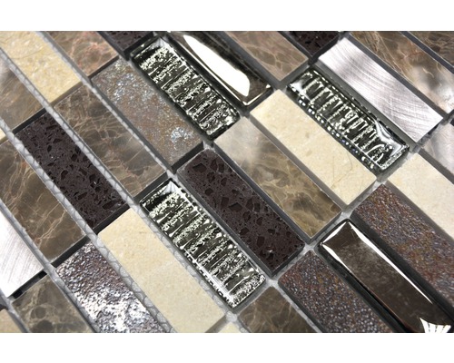 Mosaikfliese mit Glas- und Steinoptik