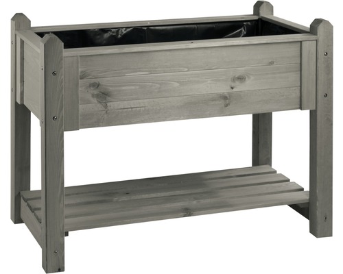 Jardinière sur pieds en bois avec étagère